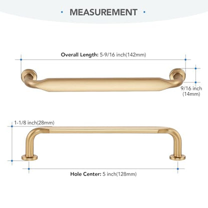 HOME EDIT Champagne Bronze Solid Cabinet Handles & Pulls 5 Inch 10 Pack - color: Champagne Bronze, size: 5 inches Hole Center