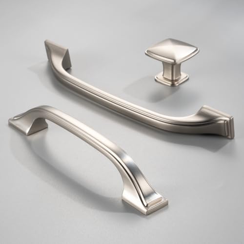 Brushed Nickel Cabinet Knobs Square Cabinet Pulls 10 Pack 1990 - color: Brushed Nickel, size: 1-1/4 Inches, style: 10 Pack Square Knob