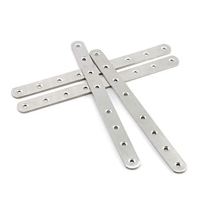 4 Pack Flat Mending Plate for Wood,ULIFESTAR Stainless Steel Straight Brackets 300mm / 12" Length 8 Screw Hole Flat Repair Fixing Wood Brace Joining Plates Connector with Fixing Screws - size: ['300x25x4mm']