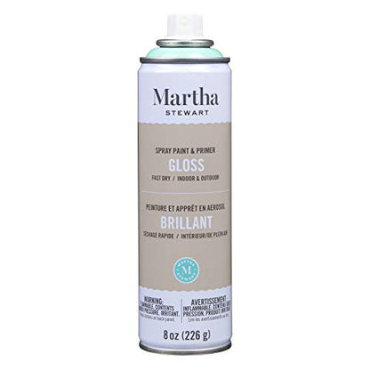 MARTHA STEWART Paint & Primer 8oz Spray Paint, Gloss Beach Glass 8 Fl Oz (42899) - color: Gloss Beach Glass