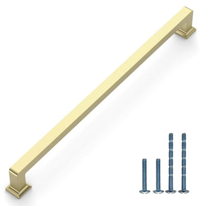 Brushed Brass Cabinet Handles Kitchen Pulls 8.75 Inch 10 Pack - color: Brushed Brass, size: 8.8" Hole Center