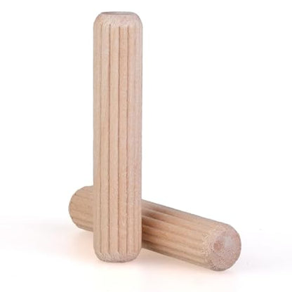100 pcs 5/16" x 1-1/2" Wooden Dowel Pins, Hardwood, Kiln-Dried Fluted & Beveled Design for Easy Insertion for Woodworking, Furniture, Crafts & DIY Projects (M8 x 40) - size: 5/16" x 1 1/2"