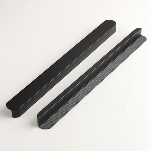 5 Pack Matte Black Cabinet Door Handle Long Cabinet Pulls Finger Pull Cabinet Handles 8.8 Inch Hole Center Dresser Drawer Handles Replacement - color: Black-5 Pack, size: 8.8 Inch(224mm)