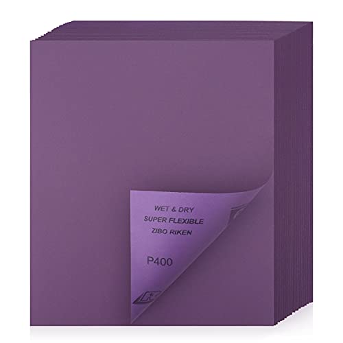 POLIWELL 400 Grit Sanding Sheets 20 PCS 9 x 11 Inch Purple Alumina - style: 400Girt