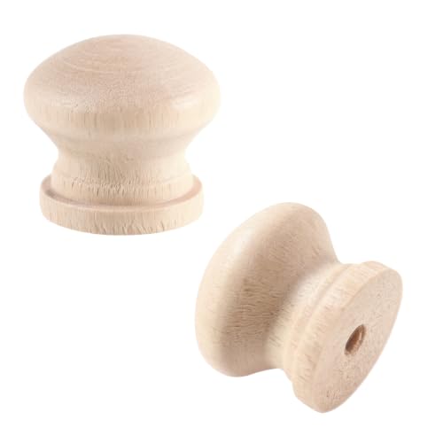 12 Pcs Round Unfinished Wood Drawer Knobs Single Hole Pulls Handles Cabinet Furniture Dresser Wardrobe Cupboard Knobs Pulls 0.75 Inch Height - color: Unifished (Non-threaded), size: 19mm