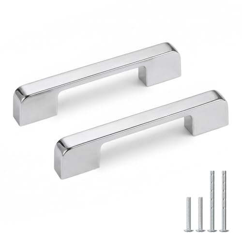 Polished Chrome Cabinet Pulls 3-3/4" Polished Nickel Cabinet Pulls - color: Polished Chrome, size: 3-3/4 Inch (96 mm) Hole Centers
