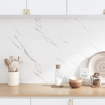 VEELIKE Off-White Marble Contact Paper for Countertops Waterproof Peel and Stick Countertop Wrap 15.7''x118'' Removable Self Adhesive Marble Wallpaper Thick Counter Top Cover for Kitchen Bathroom Desk - size: 15.7" x 118"