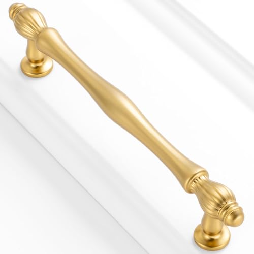 5 Inch Brushed Gold Cabinet Pulls Drawer Handles 10 Pack 2510 - color: Brushed Gold, size: 5 In Hole Distance