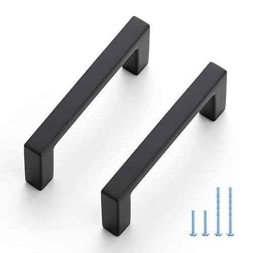 JOY DECOR Matte Black Cabinet Pulls Slim Square Handles 2-1/2 Inch, 30 Pack - size: 2-1/2 Inch Hole Center