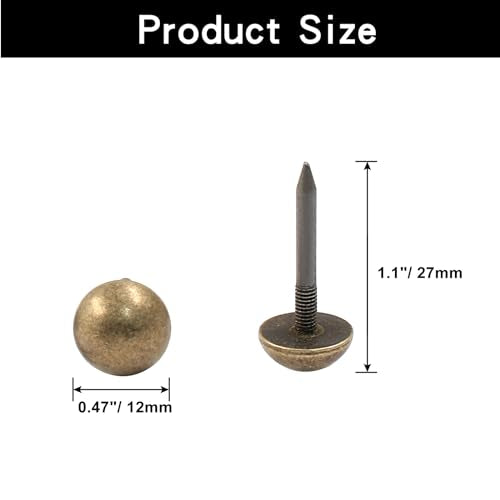 Hordion 24Pcs Upholstery Tacks Brass Tacks 1/2" Head Dia, Bronzen - color: Brozen, size: 1/2"