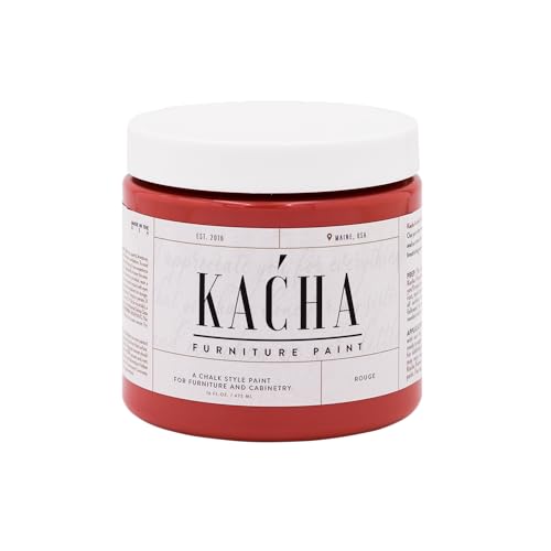 Kacha Furniture Paint | Red Chalk Style Paint for Furniture, Cabinets, and Crafts | Pint -16 oz | Rouge | Low VOC | Matte | (Topcoat Required) - color: Rouge Red, size: 16 Fl Oz (Pack of 1)