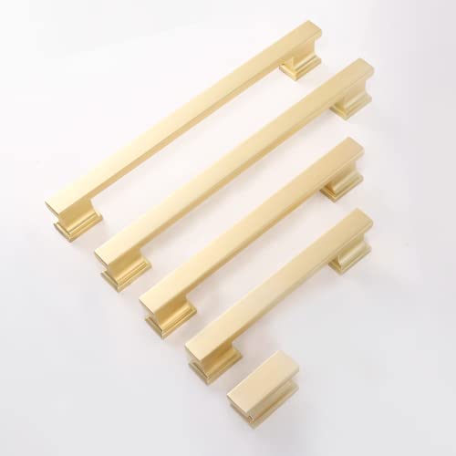 COTYKILEY 10 Pack 10 Inch(256mm) Brushed Brass Cabinet Handles Gold Kitchen Cabinet Pulls Cabinet Door Handles Kitchen Cabinet Hardware - color: Brushed Brass, size: 10" Hole Center（256MM）