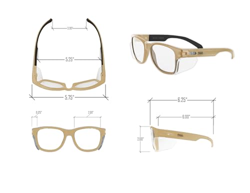 MAGID Gemstone Y50 Performance Anti-Fog Safety Glasses with Side Shields - color: Clear Lens | Coyote Tan, size: 1 Pair