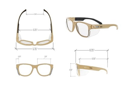 MAGID Gemstone Y50 Performance Anti-Fog Safety Glasses with Side Shields - color: Clear Lens | Coyote Tan, size: 1 Pair