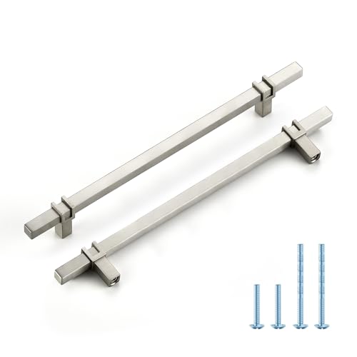 HOME EDIT 25 Pack 7-1/2 inch Brushed Nickel Cabinet Handles, Kitchen Cabinet Handles Drawer Pulls Zinc Alloy Square Bar Kitchen Pulls - color: Brushed Nickel, size: 7-1/2 Inch Hole Center