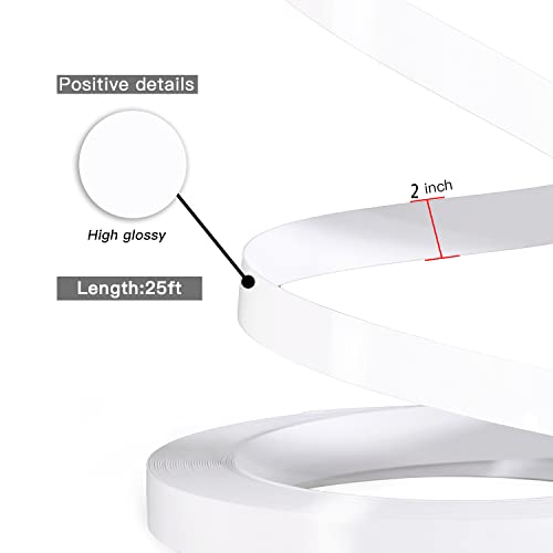 PVC Edge Banding, 2" x 25ft Glossy White Non Glued Veneer Edging for Table Cabinet Furniture Trim - color: White Gloss, size: 2 Inch