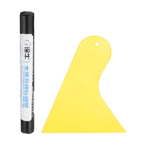 HARFINGTON Wood Filler Sticks Wood Furniture Scratch Repair Filler Sticks Furniture Touch Up Markers with Yellow Scraper for Wood Holes Wood Floor Table Door Cabinet, Black - color: Black