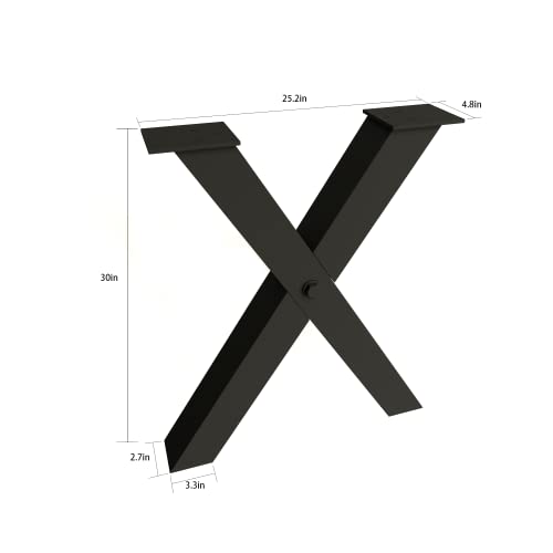 Orgerphy 30" Black Metal Table Legs (2PCS)| Dining Table Legs X-Frame Heavy Duty Furniture Legs Desk Legs Bench Legs | Metal Legs for Coffee Table Furniture Bench Legs (30”H x 25.2”W) - size: 30 inch