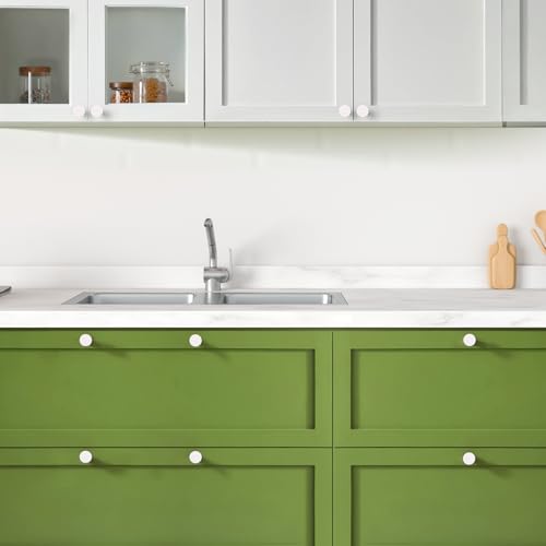 Ravinte Cabinet Knobs, 10 Pack White Dresser Drawer Pulls, 1-1/5 Inch - color: White