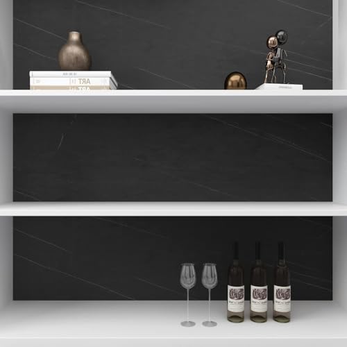Decotalk Black Marble Contact Paper for Kitchen 12 x 120 inch Peel and Stick Countertops Marble Self Adhesive Wallpaper Black Marble Contact Paper Stone Waterproof for Countertop Bathroom Dining Table - size: 12" x 120"
