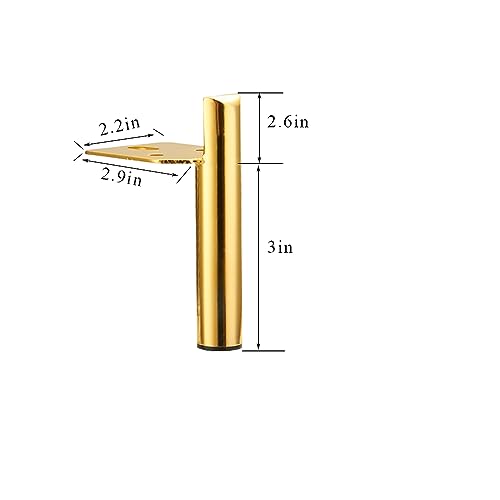 3 Inch Furniture Legs Side Mounted Coffee Table Feet Gold, Set of 4 - size: 3 Inch
