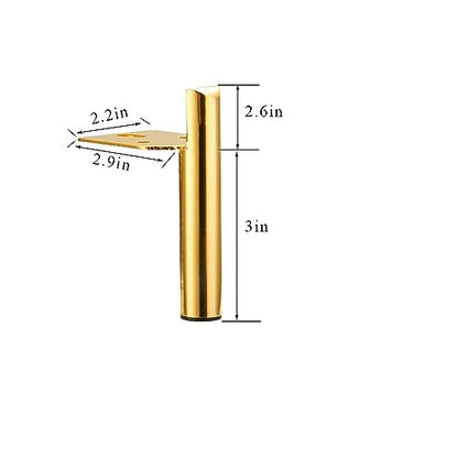 3 Inch Furniture Legs Side Mounted Coffee Table Feet Gold, Set of 4 - size: 3 Inch