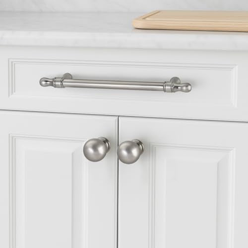 Cabinet Knobs Brushed Nickel, 6 Pack Drawer Knobs for Kitchen Cabinets, Dresser Knobs, Bathroom Cabinet Hardware - color: Matt Brushed Nickel, size: Knob, style: 6 Pack