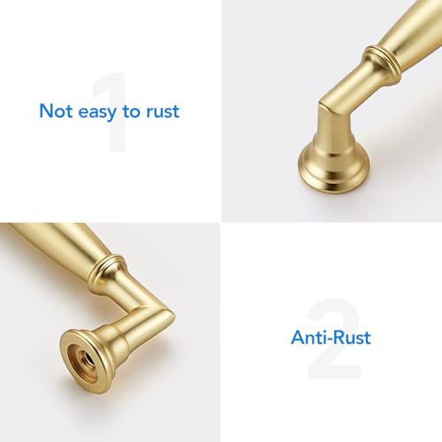HOME EDIT Brushed Gold Cabinet Handles 5 Inch Pulls 5 Pack - color: Brushed Gold, size: 5 inches Hole Center