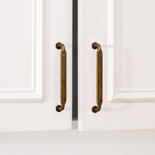 Goldenwarm 10 Pack 3-3/4 Inch Antique Brass Cabinet Pulls Retro Drawer Pull - color: Antique Brass, size: 3-3/4 Inch Hole Center