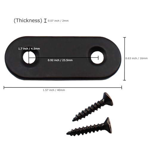 20 Pcs Black 1.5" Stainless Steel Straight Brackets, Flat Mending Plates for Wood Furniture Repair, 40x16mm Flat Brackets with Screws - size: 1.5" (40mm x 16mm)