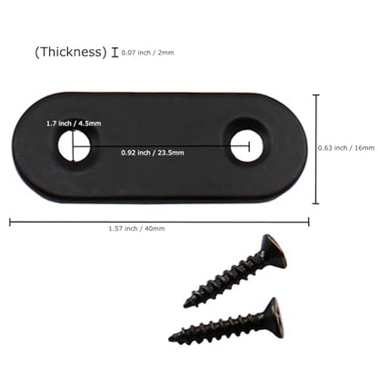 20 Pcs Black 1.5" Stainless Steel Straight Brackets, Flat Mending Plates for Wood Furniture Repair, 40x16mm Flat Brackets with Screws - size: 1.5" (40mm x 16mm)
