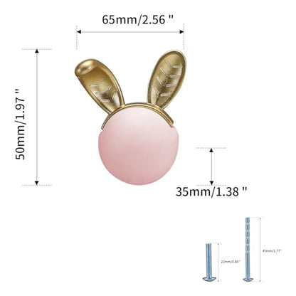 6 pcs Pink Rabbit Cute Cartoon Ceramic Cabinet Handles Kitchen knobs Door Pull Drawer Pulls for Kitchen Wardrobe Children's Room - color: pink rabbit