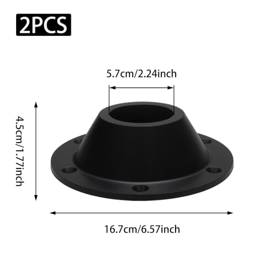 2 Pcs Black 16.7cm RV Table Base Mount, 6 Mounting Holes Screws - color: Black