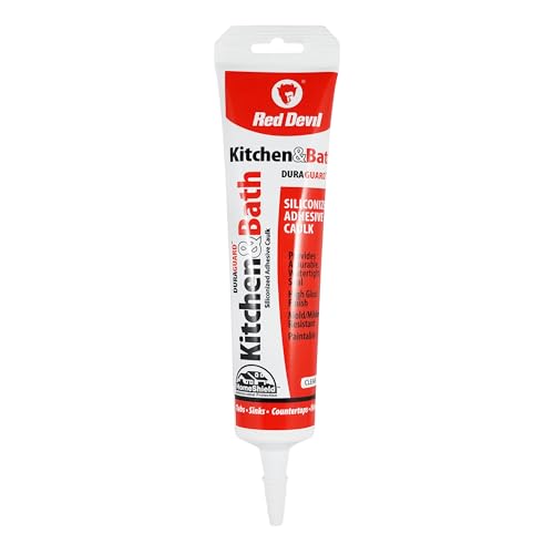 Red Devil 0445 Silicone Acrylic Caulk & Sealant, 100% Waterproof, Paintable, Clear Caulking for Kitchen, Bathroom, Window, With Duraguard, 5.5 oz, Clear, Made in USA - color: Clear, size: 5.5 oz., style: 1 - Pack