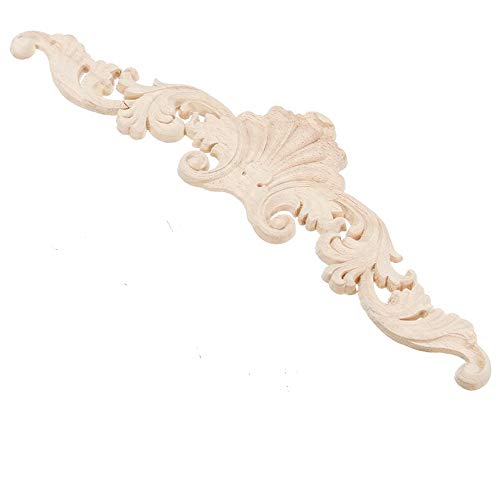 Wood Carved Corner Onlay Applique Door Cabinet Unpainted Home Furniture Decorations (40cm x 10cm) - size: 40cm x 10cm