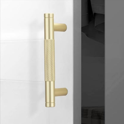 10 Pack 3 Inch Brushed Brass Kitchen Cabinet Handles - color: Brushed Brass, size: 3'' Hole Center(76mm)
