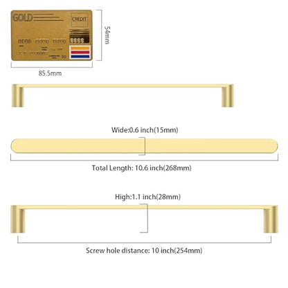 Amerdeco 10 Pack ZH0005MGP Brushed Gold Cabinet Pulls 10" - color: Brushed Gold, size: 10" hole center