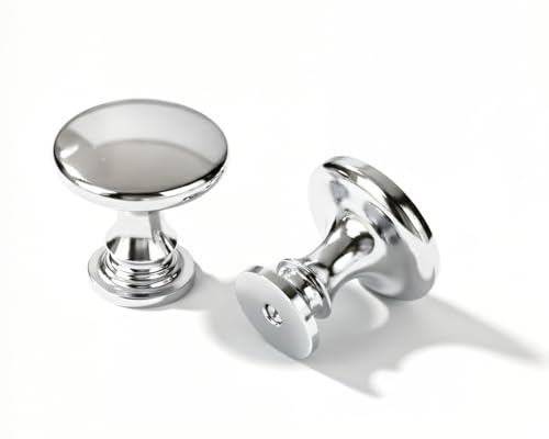 khtumeware 2 Pack Knob Polished Chrome Cabinet knobs,Solid Heavy-Duty Bifold Closet Door Knobs Cabinet Hardware Suitable for Kitchen Cabinets Bathrooms - color: Polished Chrome, size: 1-1/4 inch(32mm)Diameter