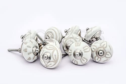 JGARTS 20 Knobs White Hand Painted Ceramic Knobs Cabinet Drawer Pull - color: White