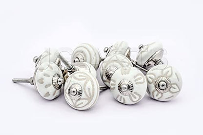 JGARTS 20 Knobs White Hand Painted Ceramic Knobs Cabinet Drawer Pull - color: White
