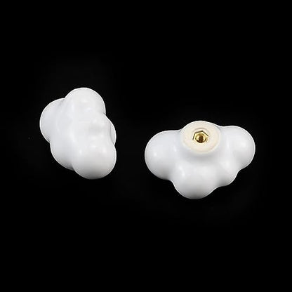 Dnyta 6 Pcs Clouds Shaped Ceramic Knobs Decorative Pulls Glossy Drawer Knob - style: White,Clouds Shaped