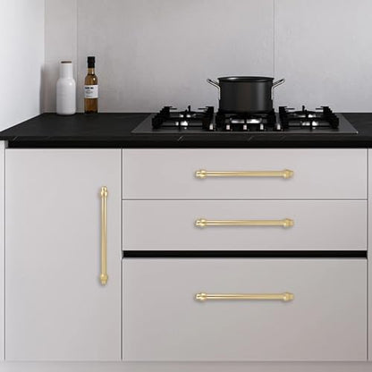 10 Pack 7-1/2 Inch Kitchen Cabinet Handles Brushed Brass Cabinet Pulls Zinc Alloy Drawer Pulls Solid Kitchen Hardware - color: Brushed Brass, size: 7-1/2'' Hole Center(192mm)