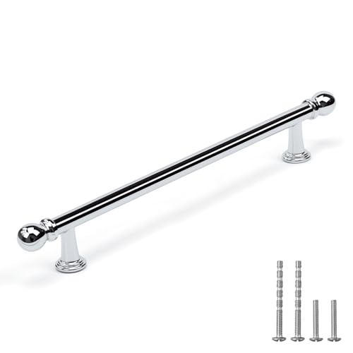 YAGU 6 Pack Polished Chrome Kitchen Cabinet Handles 7-1/2 Inch(192mm) Hole Center Solid Bright Nickel Dresser Drawer Pulls Furniture Hardware for Cupboard Wardrobe Closet Vanity - color: Polished Chrome, size: 6 Pack, style: 7.5''/192MM Hole Center