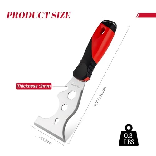 Mister Rui Metal Putty Knife, Paint Scraper Tool 13 in 1 Paint Scraper - color: Red, 1 Pack