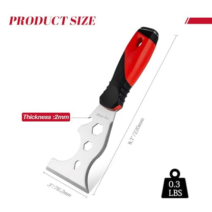 Mister Rui Metal Putty Knife, Paint Scraper Tool 13 in 1 Paint Scraper - color: Red, 1 Pack