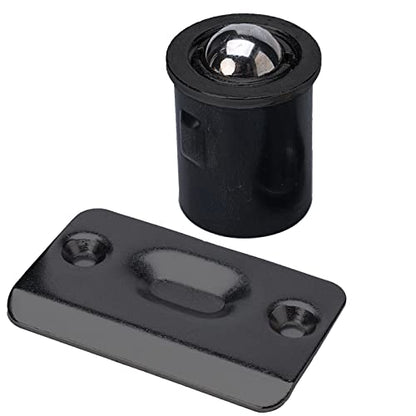 4 Pack Drive-in Ball Catch, Adjustable Spring Latch with Strike Plate for Cabinets, Black - color: Black, size: 4 Pack