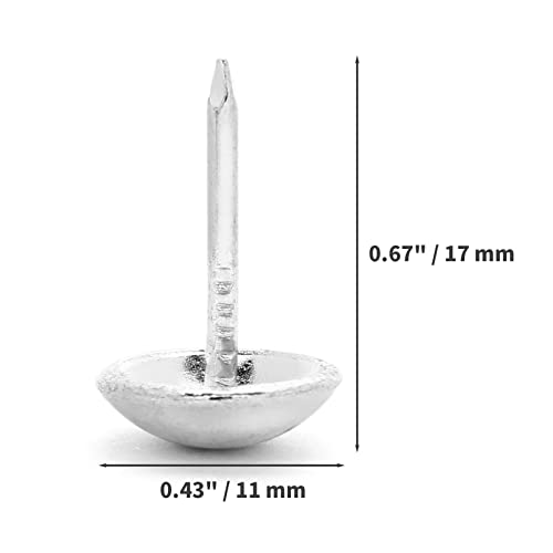 Jiozermi 300 Pcs Upholstery Tacks, Silver, 0.43'' Round Head - color: Silver, size: 0.43" x 0.67" / 11 x 17 mm