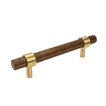 Drawer 5.51"/140mm Pulls Brass Walnut for Kitchen Cabinet Handle - size: L5.51" H3.78" Two Hole