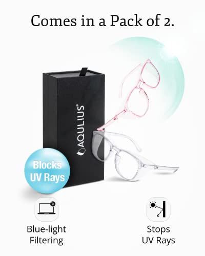 Aqulius Safety Glasses for Women & Men - 2 Pack - Scratch-Resistant Protective Eyewear, Shooting Glasses, Safety Goggles - color: Pink & Clear