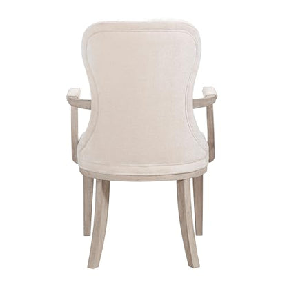 Elegance Armchairs Set of 2 Ivory Fabric Upholstery Cushion Seat Back Comfort Dining Furniture